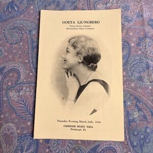 Carnegie, Music Hall Concert Magazine Goeta Ljungberg March 1936